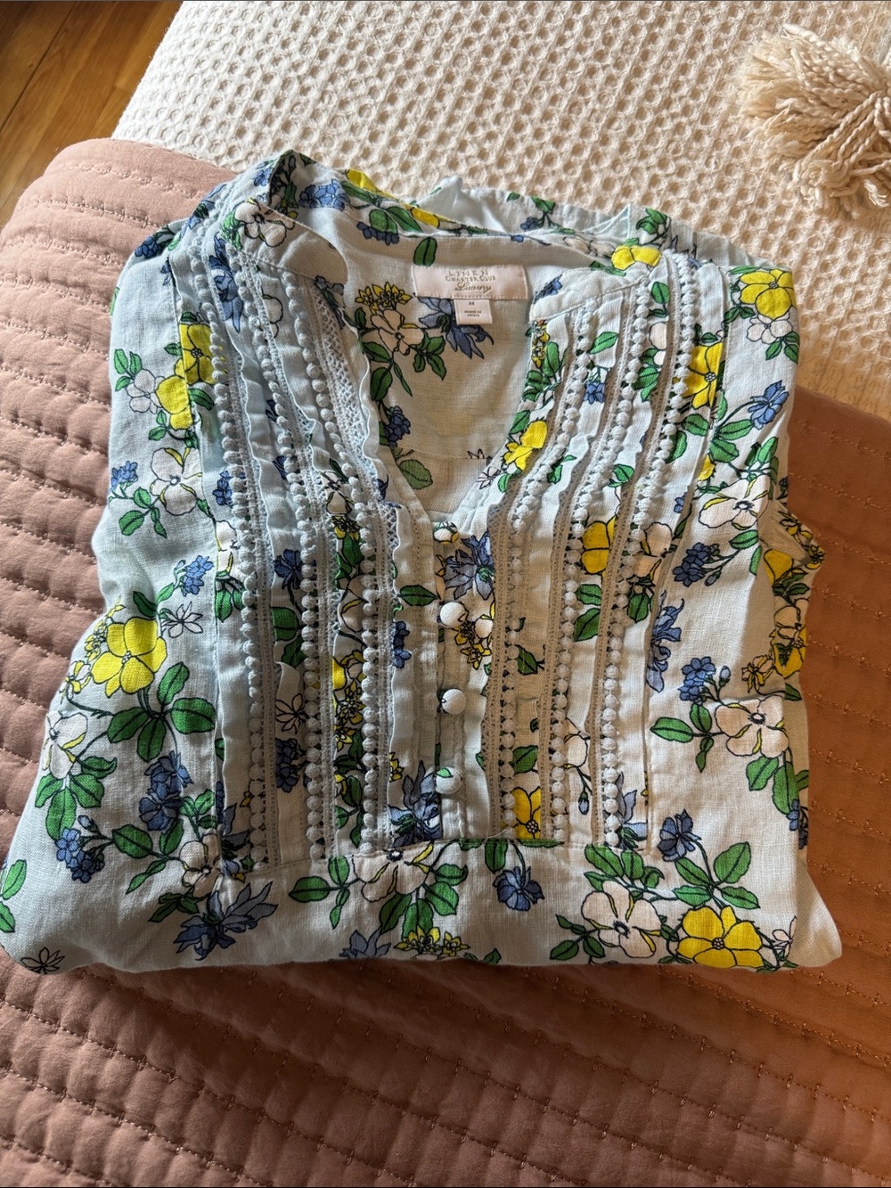 Charter Club Linen Floral Blouse